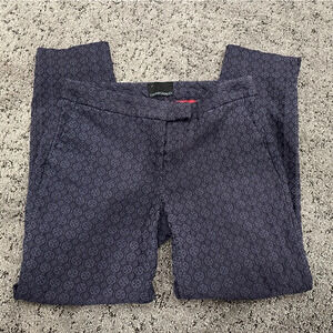 Cynthia rowley dark blue patterned straight leg pants| size 6
